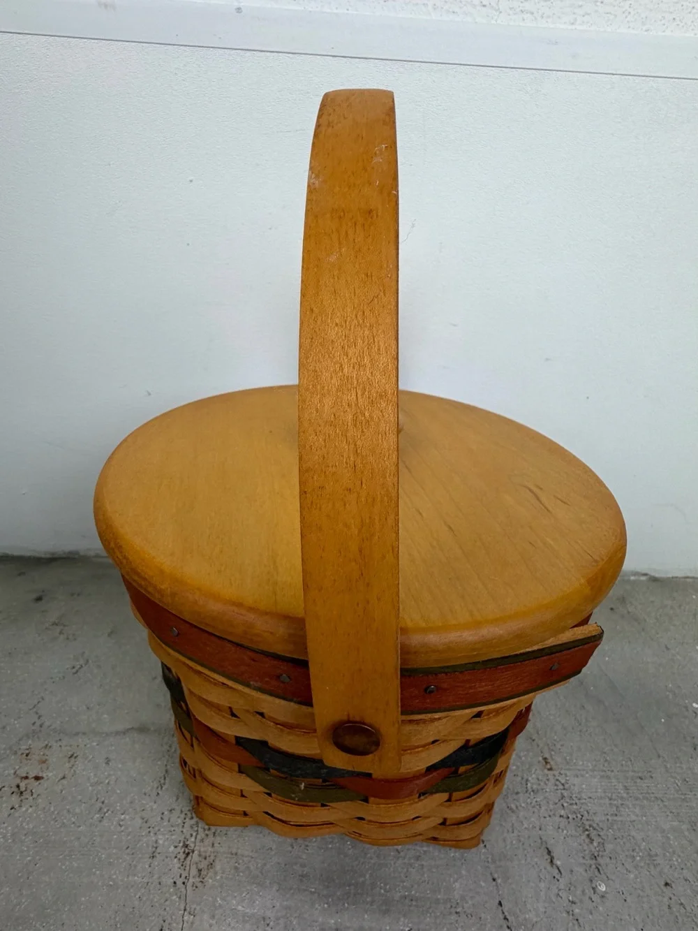 Vintage 1994 Longaberger Basket Wood Lid Divided Insert Handwoven Ohio USA